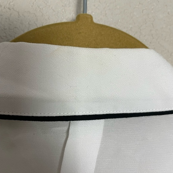 Zac Zac Posen White Button Down Shirt Black Piping - Picture 5 of 9